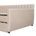 Full Size Upholstered daybed with Trundle and Wood Slat Support, Beige(Old SKU:LP000121AAA) - Grand Goldman Shop