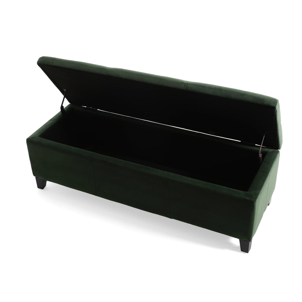 Indoor Forest Green Storage Ottoman Bench - 51.25''L Upholstered Entryway Bench with Hidden Storage, 300lbs Weight Capacity for Living Room, Bedroom & Hallway - Grand Goldman Shop