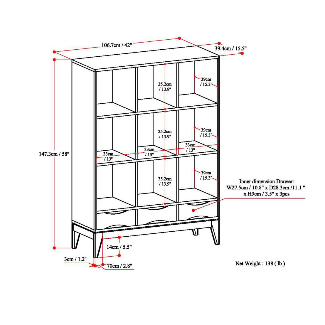 Harper Cube Storage with Drawers - Grand Goldman