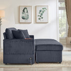 Comfortable Fluffy Corduroy Lazy Sofa, Storage Space for Big Loveseat, Super Soft Chaise Lounge with Double Ottomans and Table Board,Suitable for Chailiving - Grand Goldman Shop