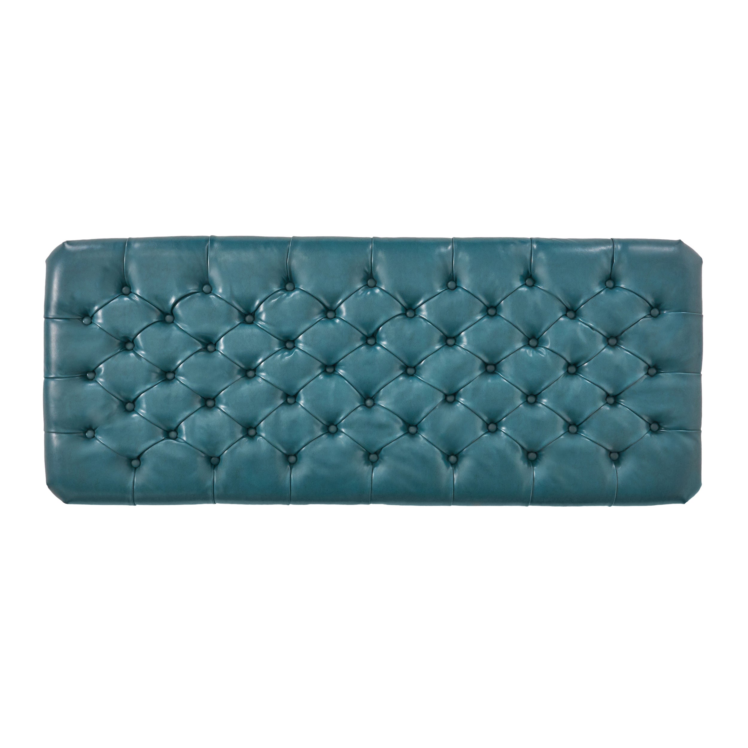 JULIANA Teal PU Storage Ottoman with Spacious Interior - Grand Goldman Shop