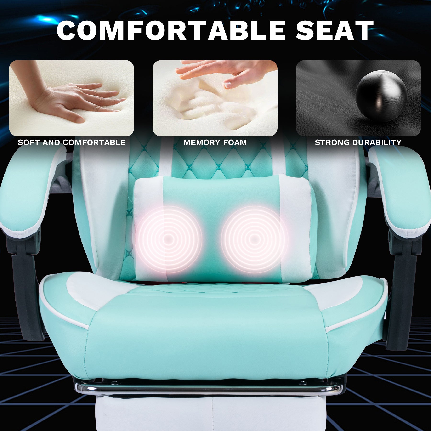 Ergonomic Video Gamer Chairs,Computer Gaming Chairs with Massage Lumbar Support and footrest,Racing Style Computer Chair Adju