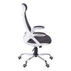 Contemporary Office Chair with Adjustable Height, Swivel, Ergonomic Design, Grey Mesh Fabric, Chrome Metal Base, Modern Work 