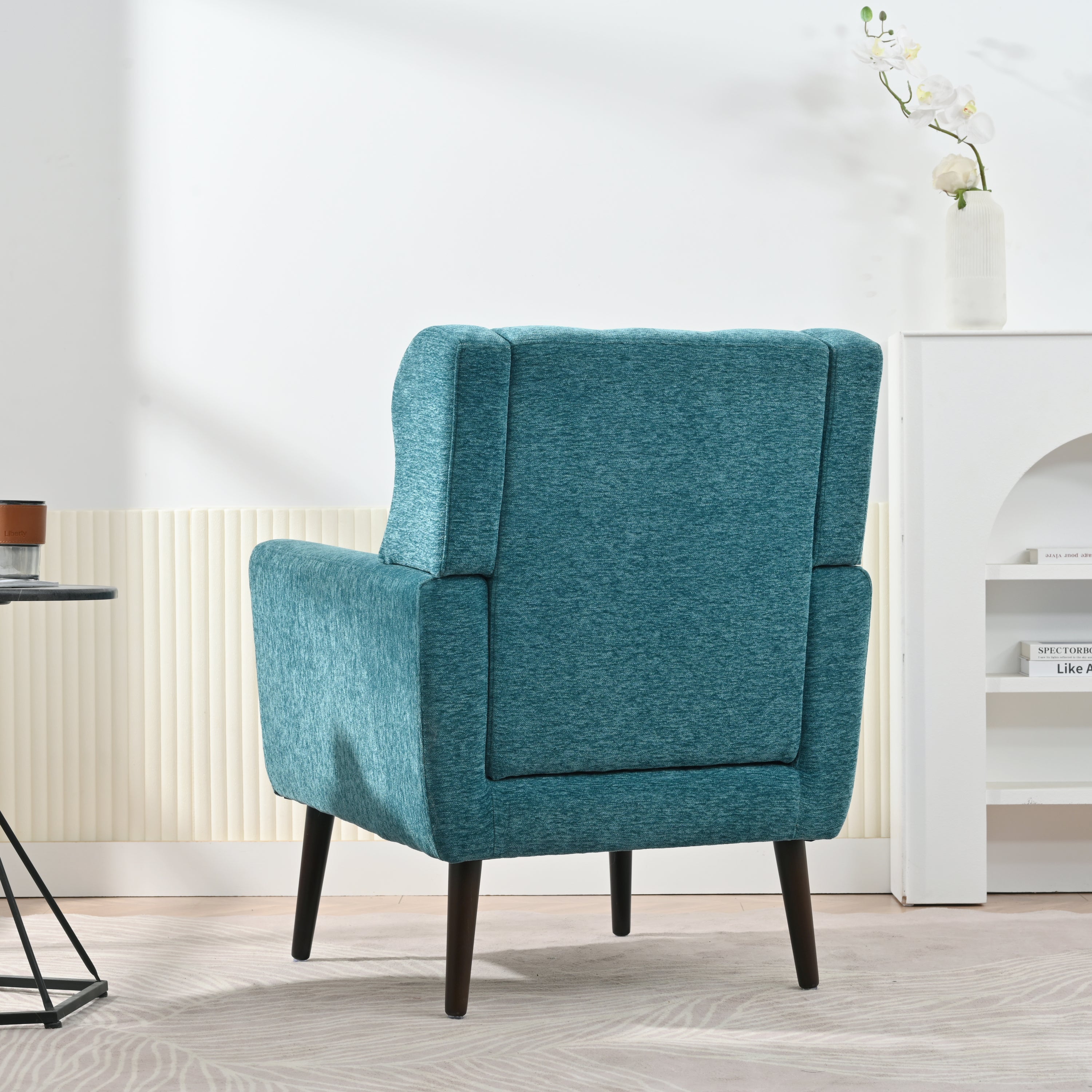 Modern Accent Chair Upholstered Foam Filled Living Room Chairs Comfy Reading Chair Mid Century Modern Chair with Chenille Fabric Lounge Arm Chairs Armchair for Living Room Bedroom (Teal) - Grand Goldman Shop