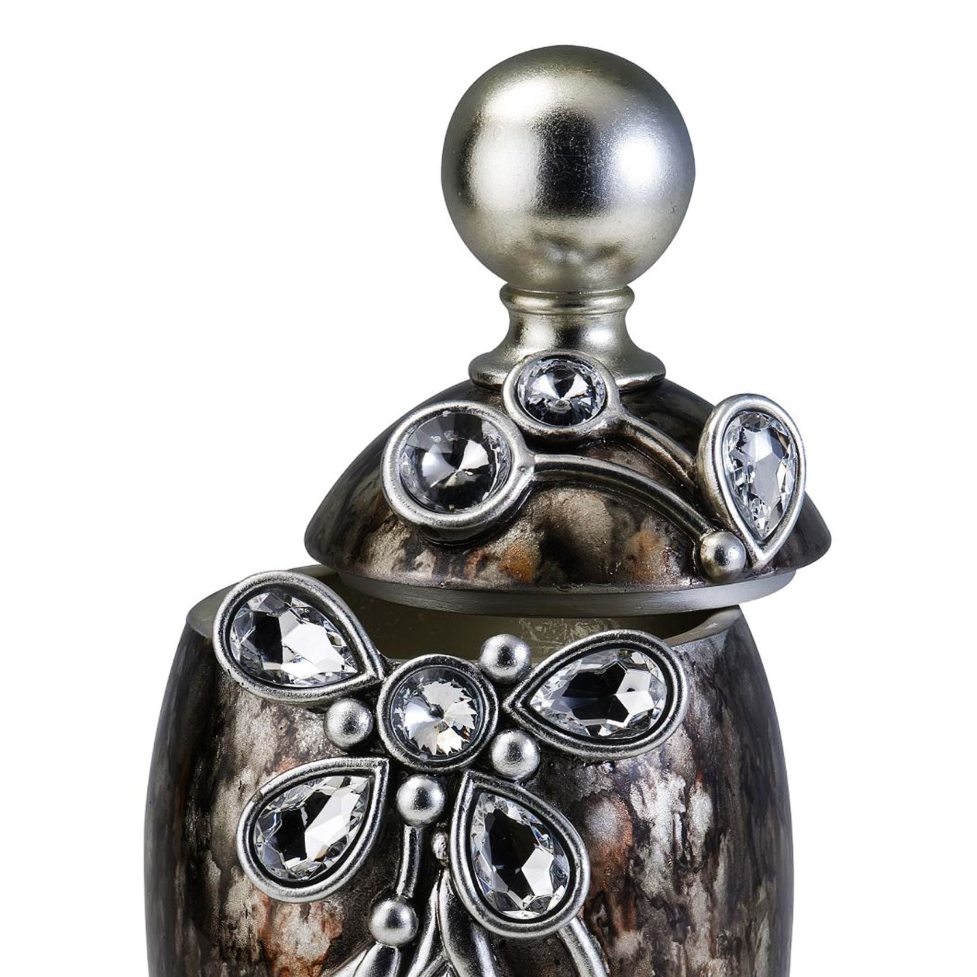 11.25' Tall Polyresin Decorative Jewelry Box 'Balleria', Crystal and Glass Accent - Grand Goldman Shop