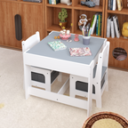 Kids Table and Chair Set, 3 in 1 Wooden Activity Table with Storage Drawer for Toddlers Drawing, Reading, Crafts, 2 in 1 Deta