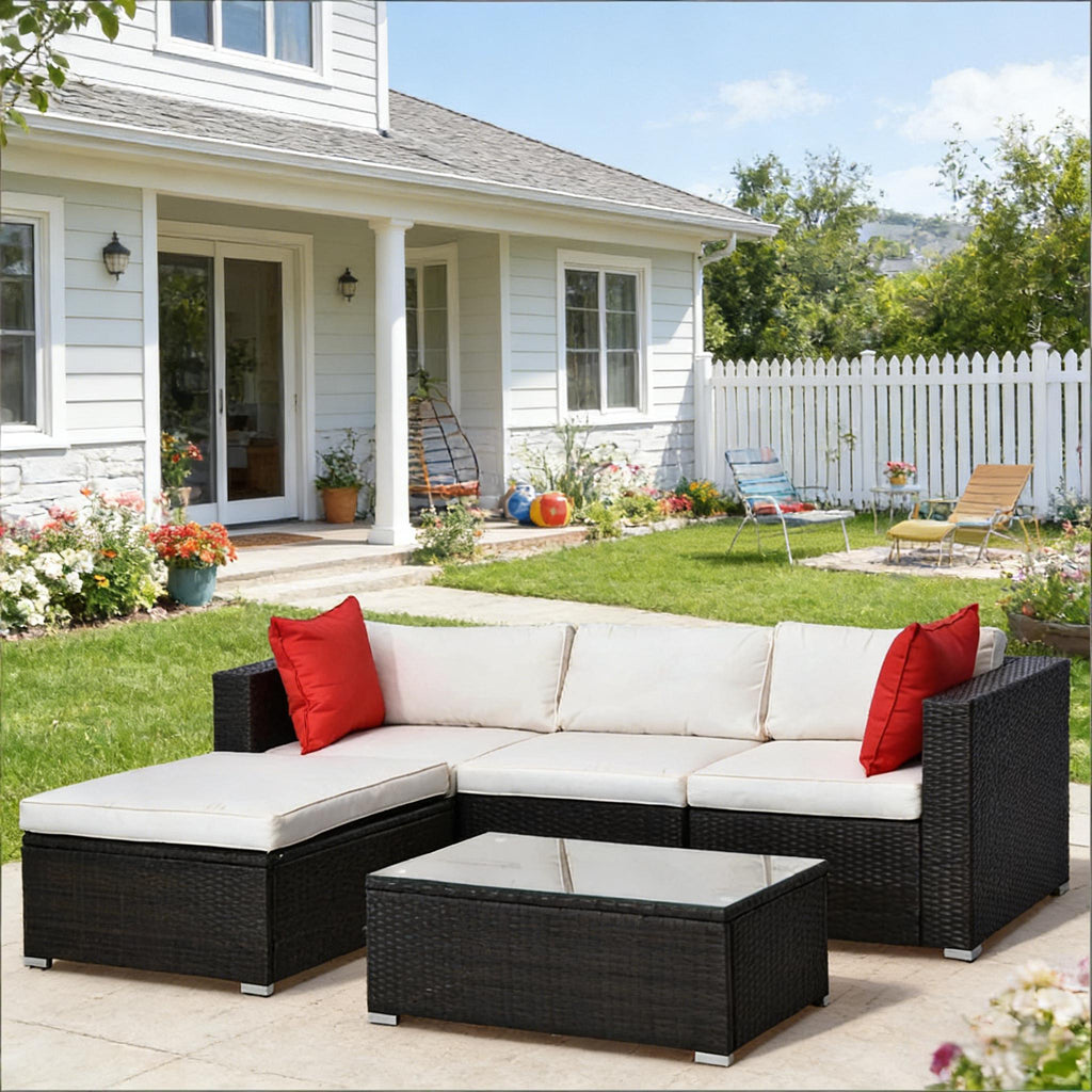 Modern Outdoor Furniture Conversation Sets,5-Piece Patio Furniture Set,Outdoor Sectional Sofa Set