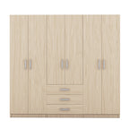 6-Doors Wooden Wardrobe Storage for Bedroom, with Big Drawers, Natural - Grand Goldman Shop