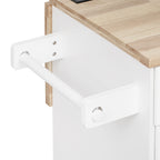 K&K 59.3' Kitchen Island with Storage 2 Pull Out Cabinet Organizers & Rubber Wood Drop Leaf, Rolling Kitchen Island with Trash Can Storage, Power Outlet, Spice & Towel Rack for Kitchen, Dining, White - Grand Goldman Shop