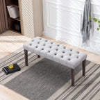 Heng Ming Upholstered Tufted Bench Ottoman , Velvet Dining Bench Bedroom Bench  Footrest Stool Accent Bench for Entryway Dining Room Living Room, Light gray - Grand Goldman Shop
