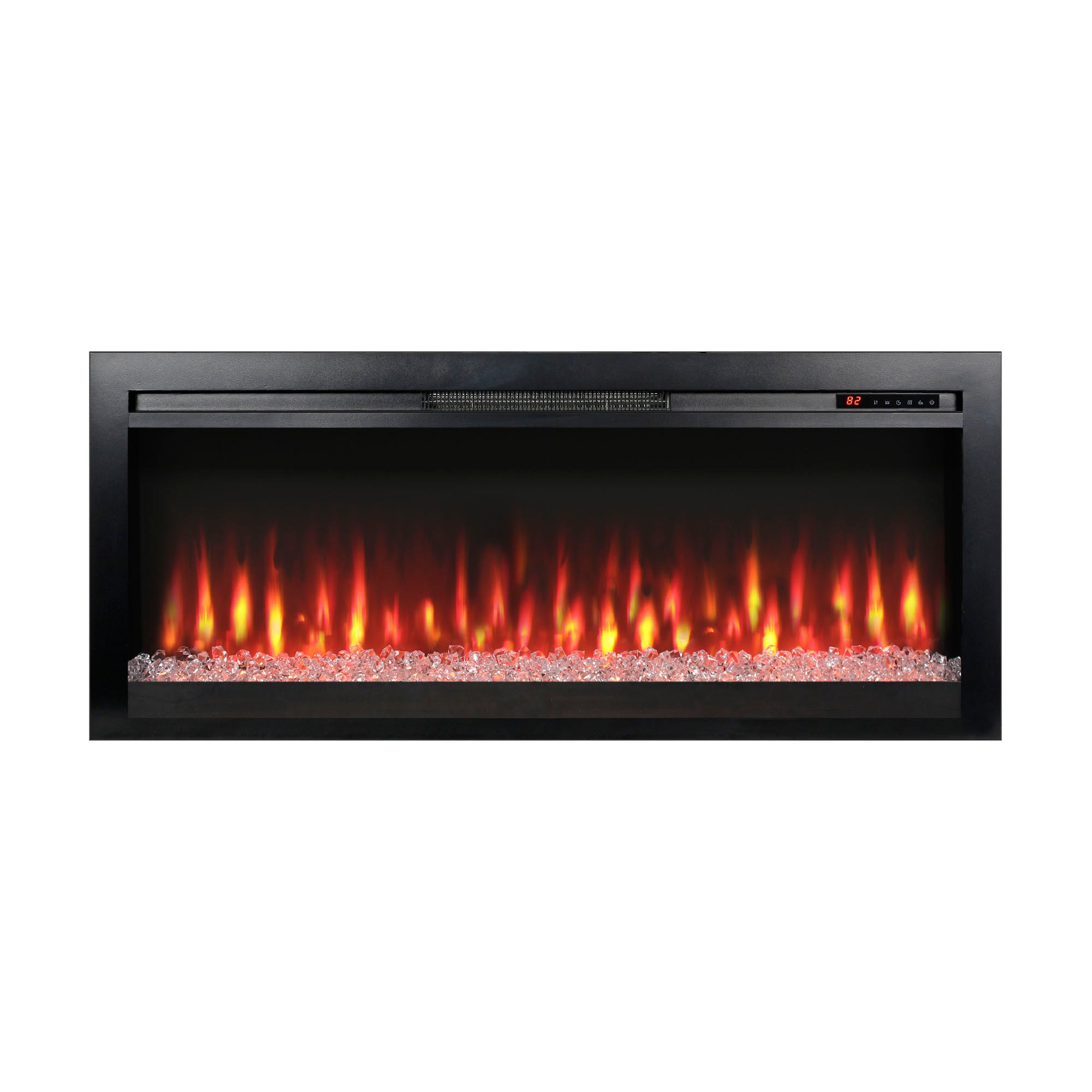 44 inch in wall recessed  electric fireplace with remote and multi color flame & emberbed, LED light heater - Grand Goldman Shop