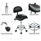Saddle Stool with Back Support, Rolling Stools with Foot Rest, Ergonomic Adjustable Stool with Wheels, Backrest Adjustable Height & Angle for Salon Spa Tattoo Massage Swivel Stool Chair.(N753P243053B) - Grand Goldman Shop