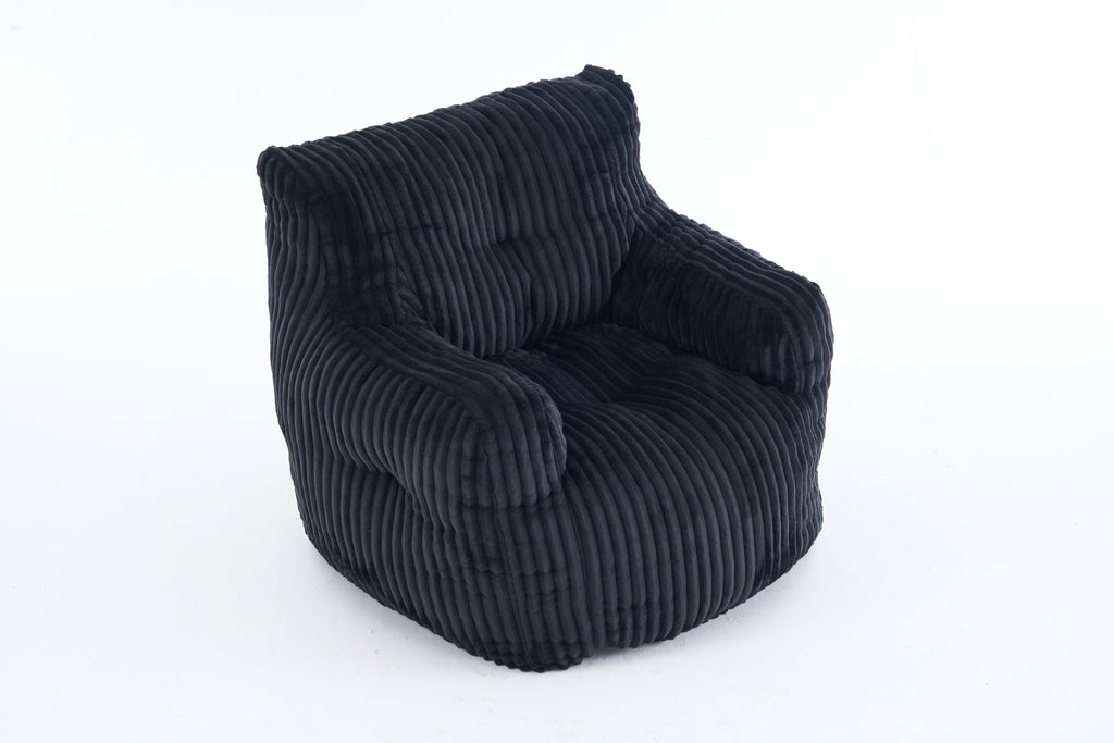 010-Soft Fluffy Corduroy Fabric Bean Bag Chair Filled With Memory Sponge,Black - Grand Goldman Shop