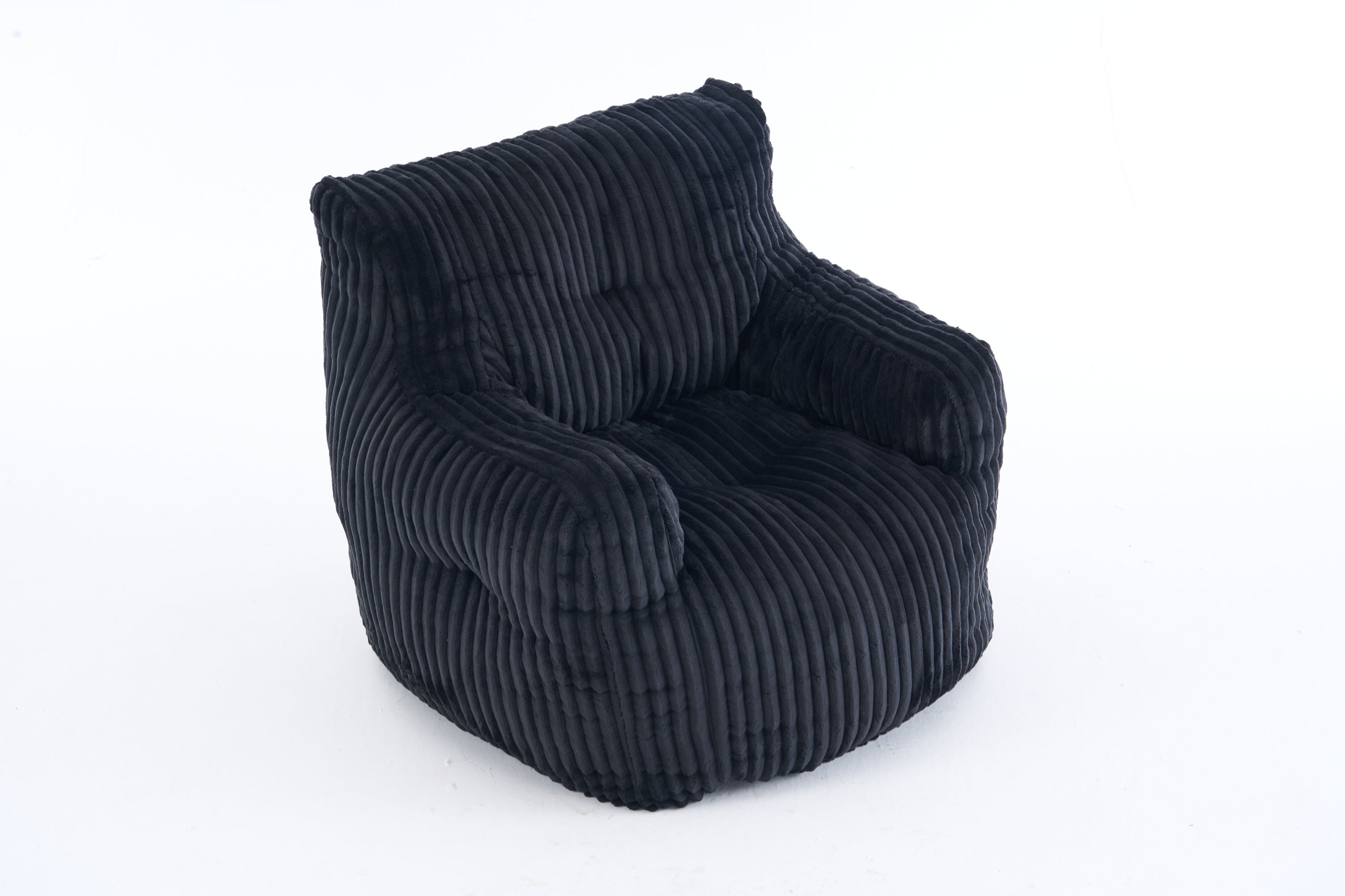 010-Soft Fluffy Corduroy Fabric Bean Bag Chair Filled With Memory Sponge,Black - Grand Goldman Shop