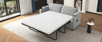 Corduroy Sleeper Sofa Loveseat with Full Size Mattress, USB Ports, Cup Holders, Side Pockets, and Phone Holder, Grey - Grand Goldman Shop