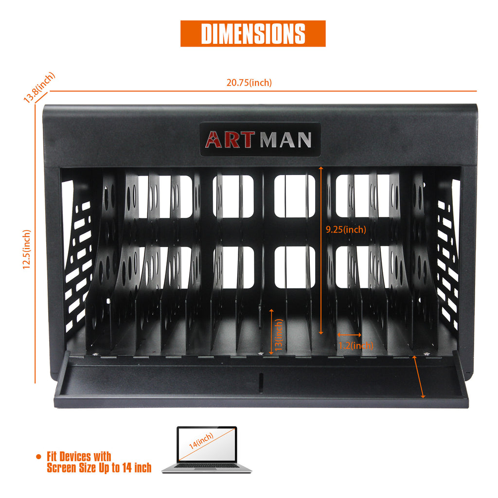16 Bay Charging Cabinet for Laptop, Chromebook, Locking Charging Station-Black - Shop Quality Furniture at Grand Goldman