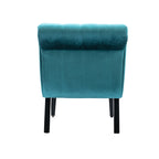 COOLMORE Modern Velvet Armless Accent Living Room Chair / Leisure Chair,Upholstered Fabric Button Comfortable Chair with Wooden Legs for Bedroom, Living Room, Office (Teal Velvet) - Grand Goldman Shop