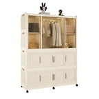 Portable Wardrobe Closet Storage Organizer for Clothes,Clothes Dresser,12 Magnetic Doors-12 Cubes & 1 Hanging Rod,6 pcs hangers , Baby Wardrobe Storage Cabinet,White - Grand Goldman Shop
