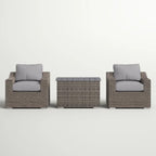 Elegante Rattan-Sitzgruppe für 2 Personen mit weichen Kissen in Graumix – komplett montiertes Outdoor-Set