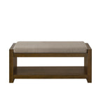 40' Accent Bench with Lower Shelf Shoe Rack, Padded Seating Bench for Living Room, Modern Compact Bed End Bench with Storage for Bedroom Seating, Removable Cushion,  40'W- Linen - Grand Goldman Shop