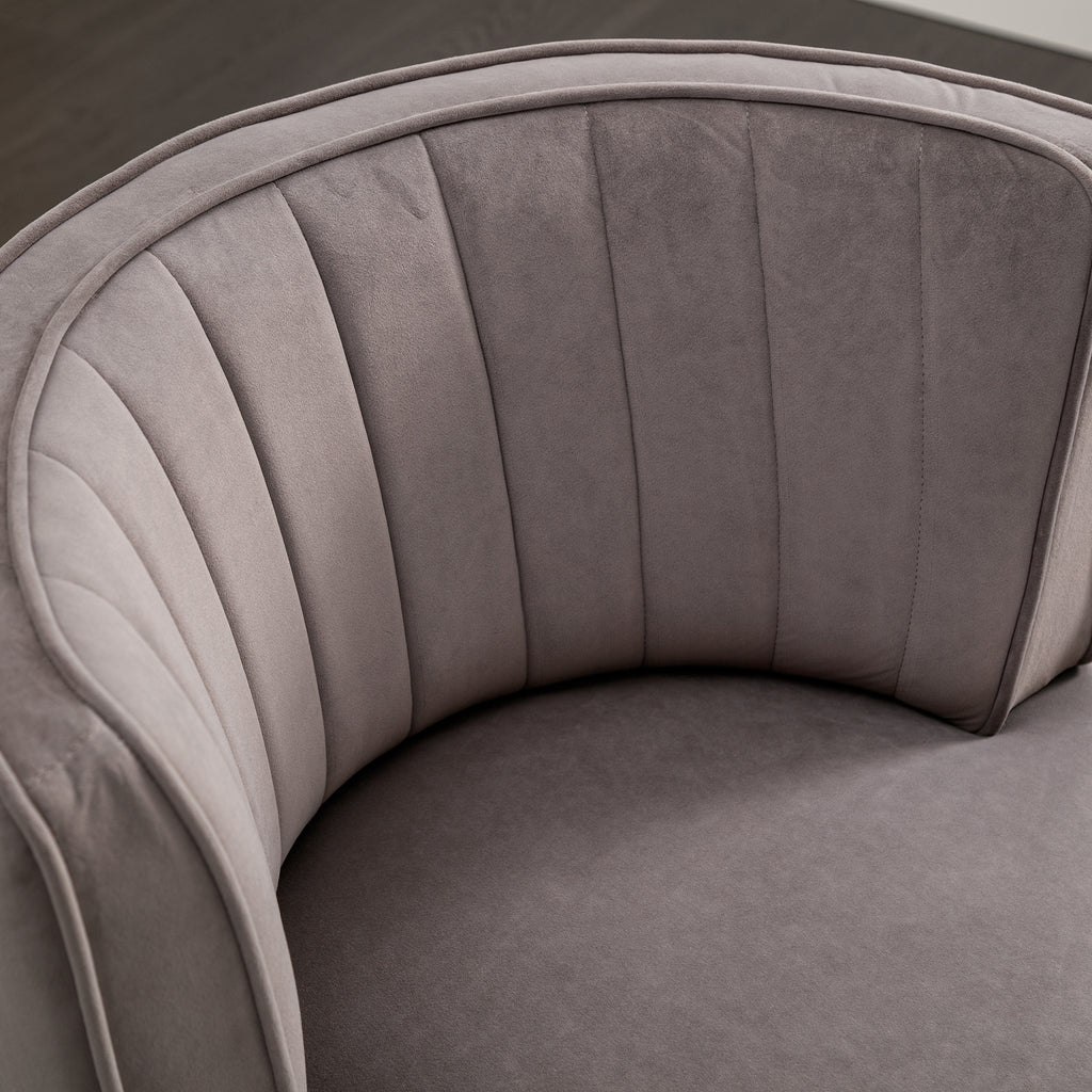 Swivel Barrel Chair, Round Armchairs with Fluffy Velvet, 360 Degree Swivel, Gray, 25.20'' x 25.59'' x 26.38'' - Grand Goldman Shop