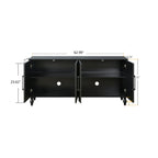 Carved Flower Door Large Storage Cabinet With Metal Handle Suitable For Living Room, Kitchen, Entryway(BLACK) - Grand Goldman Shop