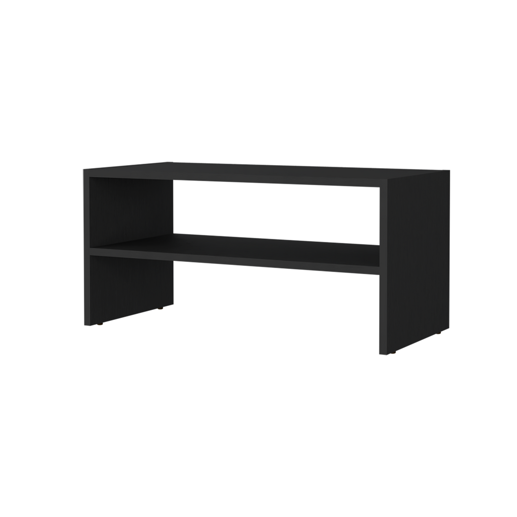 Norris shoe rack in melamine with 2 shelves,black - Grand Goldman Shop