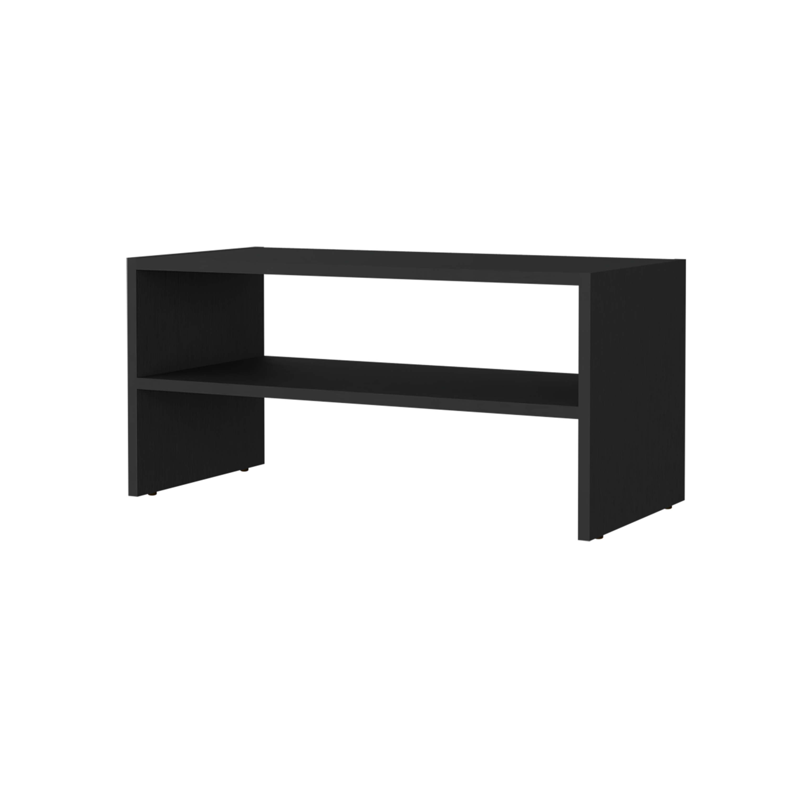 Norris shoe rack in melamine with 2 shelves,black - Grand Goldman Shop