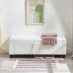 48' Ottoman Bench with Storage, Bench for Bedroom,Living Room,Hallway, Upholstered Tufted Faux Leather PU Ottoman Ivory White - Grand Goldman Shop