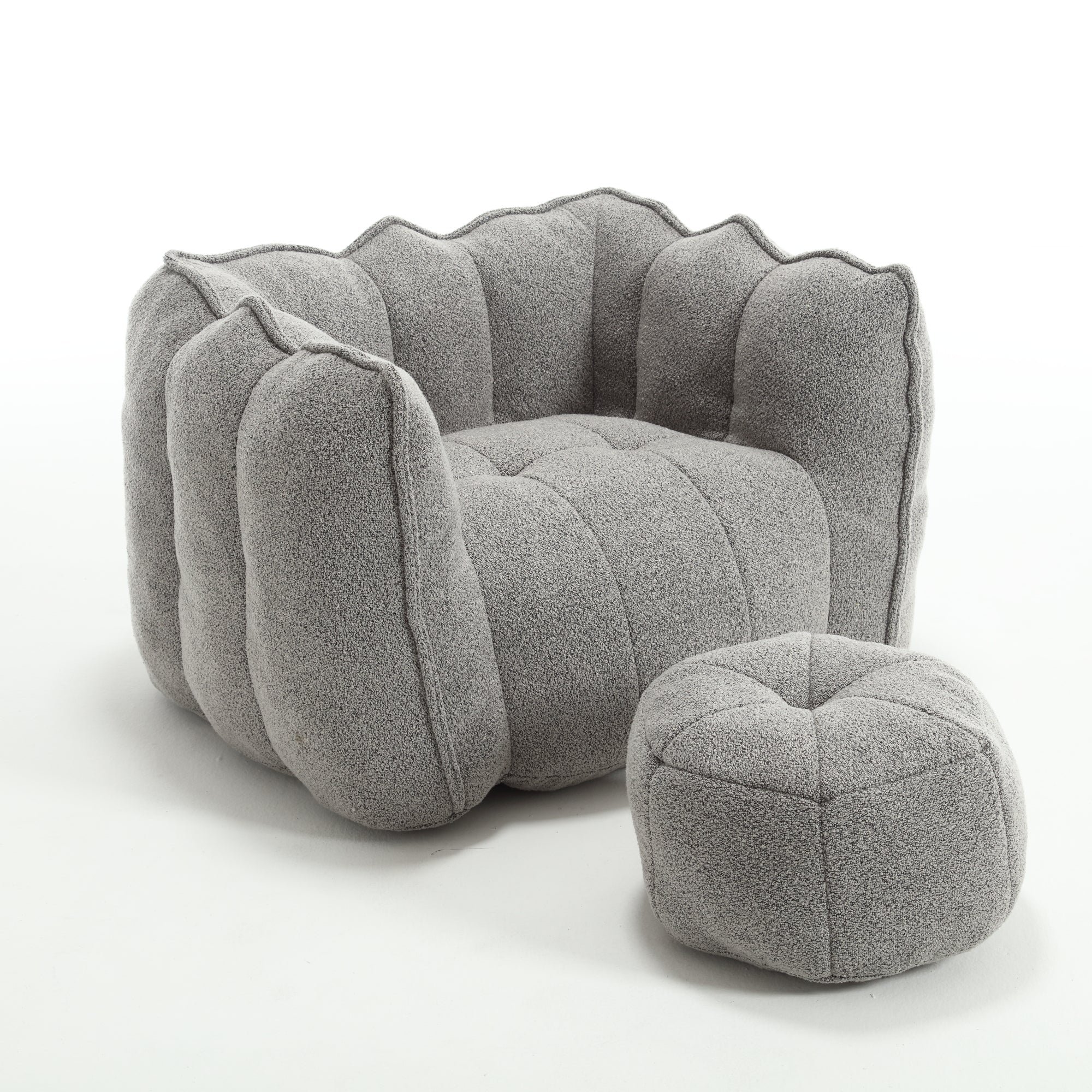 Soft Chenille Bean Bag Chair with High Resilient Foam for Living Room and Bedroom, Comfortable Square Lazy Sofa with Footstool for Adults - Grand Goldman Shop