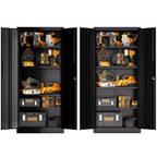 72'H Metal Garage Storage Cabinet, Black Tool Steel Locking Cabinet with Doors and 4 Shelves, Tall Cabinets for Garage Storag