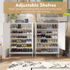 Shoe Cabinet with Doors, 6-Tier Shoe Storage Cabinet with Adjustable Shelves, Wooden Shoes Rack Shoe Storage Organizer for Entryway, Hallway, Closet, Living Room - Grand Goldman Shop