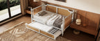 Traditional Style Rattan Twin Size Daybed with 2 Drawers, Antique White, Solid Pine Wood & MDF - Grand Goldman Shop