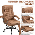 Executive Office Chair High Back PU Leather Desk Chair with Spring Seat Cushion, Ergonomic Swivel Computer Chair with Chrome 