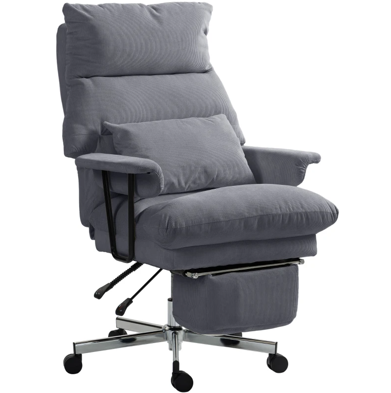 Overstuffed Office Chair with Lumbar Support , Gray | Premium Home Decor - Grand Goldman