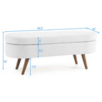 Elegant Ottoman Oval Storage Bench with Rubber Wood Legs in Green, Foam Upholstery, 43.5'x16'x16' - Grand Goldman Shop