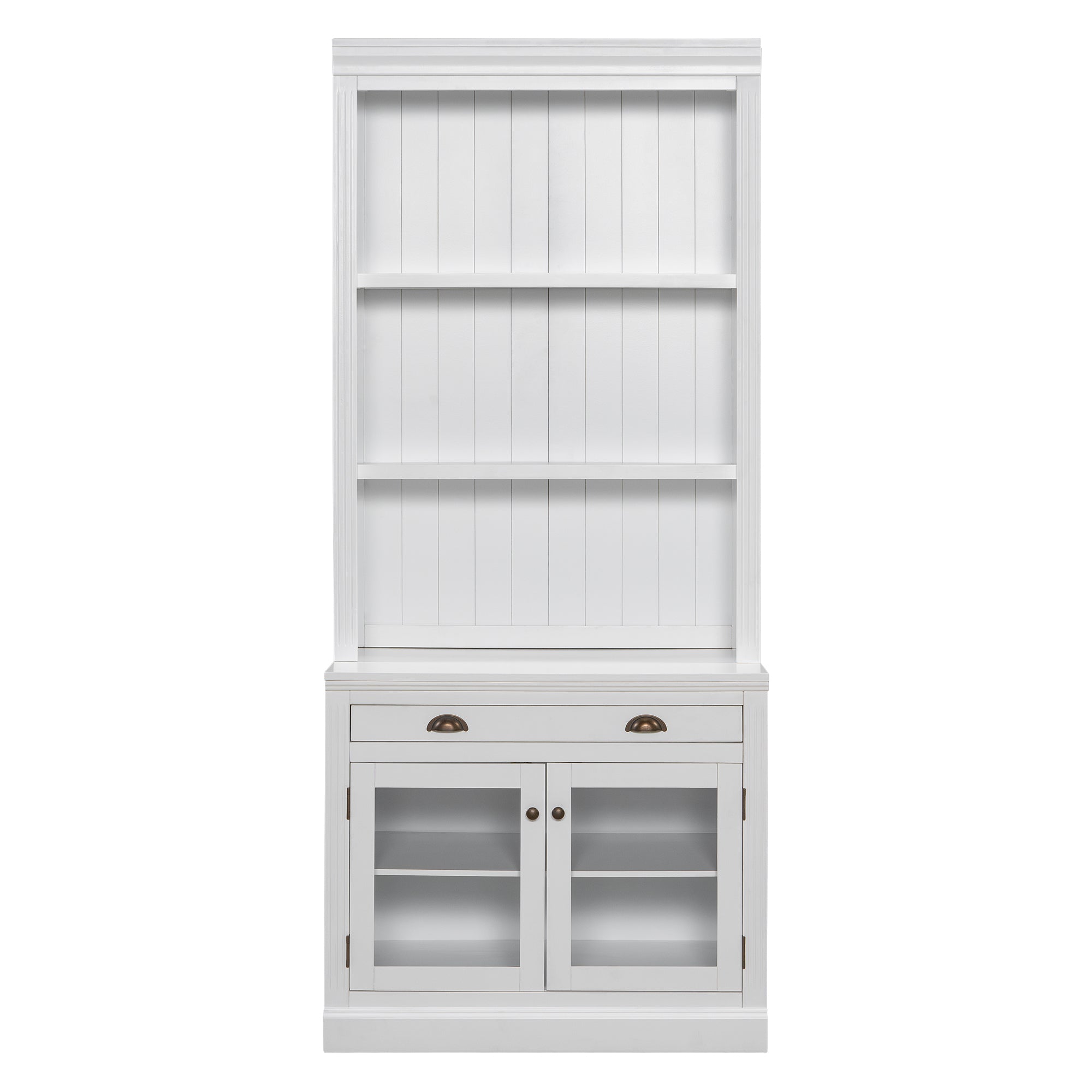 83.4'Tall Bookshelf, Modern Bookcase with 2 Glass Doors and 1 Drawer,Storage Bookcase with Open Shelves for Living Room,Home 