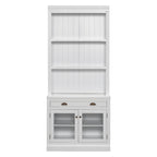 83.4'Tall Bookshelf Suite with LED Lighting, Modern Bookcases with Glass Doors and Drawers,2-Piece Set Storage Bookcase Suite