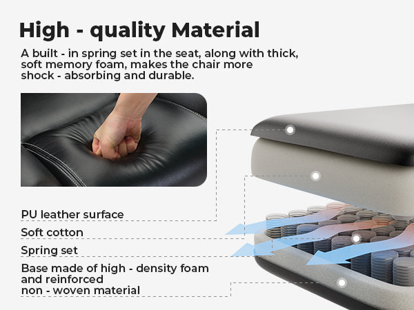 Office Chair Ergonomic 200 kg PU Leather Computer Chair with Lumbar Support and High Backrest, Ergonomic Desk Chair with Lift