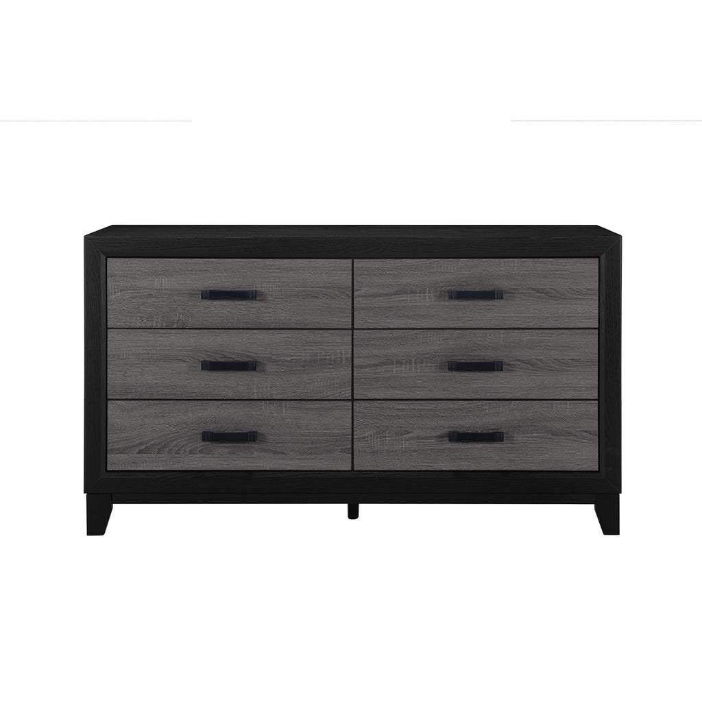 Urban Farmhouse King Size Bed with Bookcase, Dark Gray and Black, Solid Wood and MDF - Grand Goldman Shop