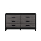 Urban Farmhouse King Size Bed with Bookcase, Dark Gray and Black, Solid Wood and MDF - Grand Goldman Shop
