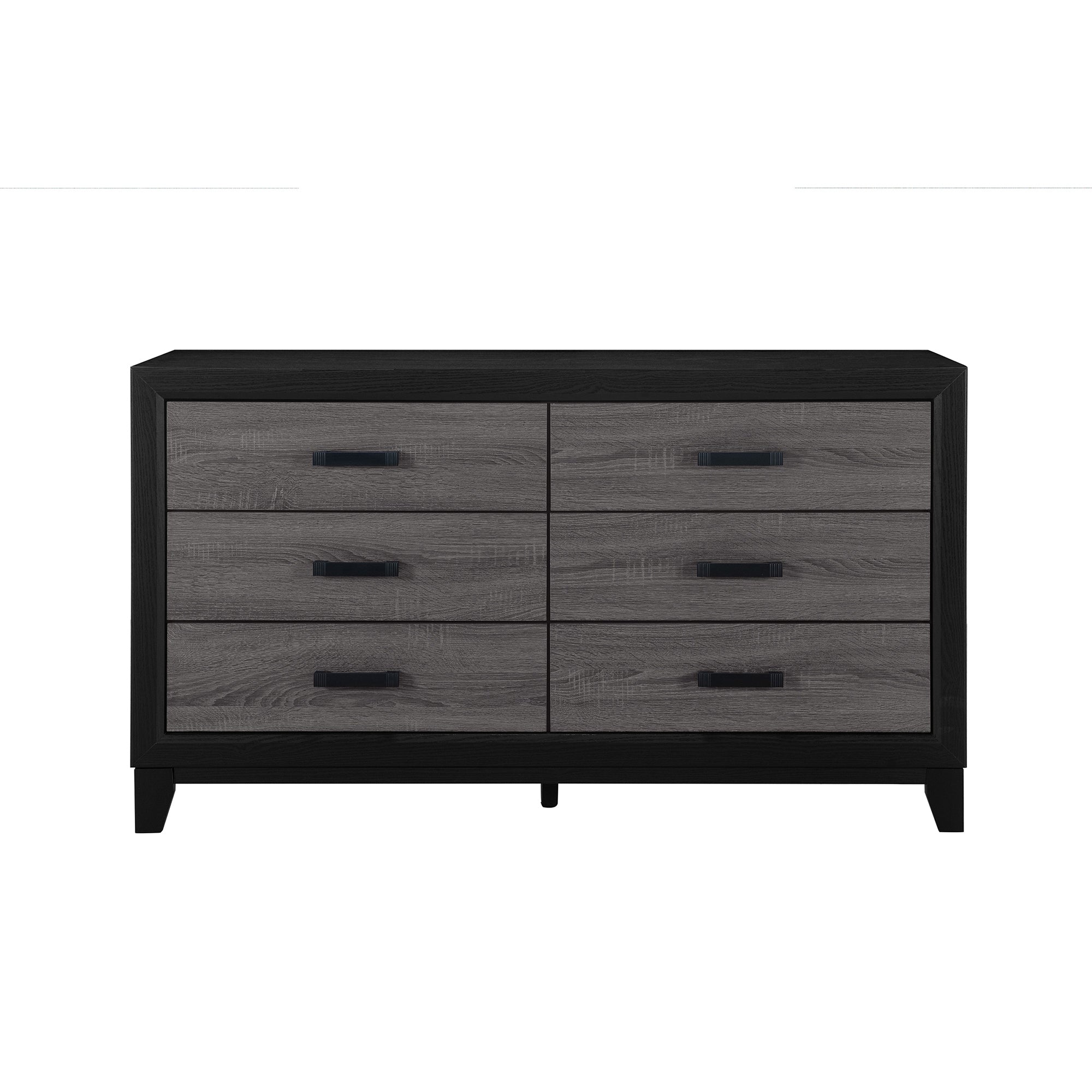 Urban Farmhouse King Size Bed with Bookcase, Dark Gray and Black, Solid Wood and MDF - Grand Goldman Shop
