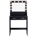 Vanity Desk with Mirror and Lights, Dressing Table with Large Drawer, 2 Level Storage Dresser & 3 Lighting Modes Adjustable Brightness, Suitable for Bedroom(Black) - Grand Goldman Shop
