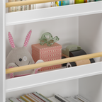 Kids Bookshelf 3-Tier White Book Organizer with Toy Storage, MDF and Pine Wood Legs | Premium Home Decor - Grand Goldman