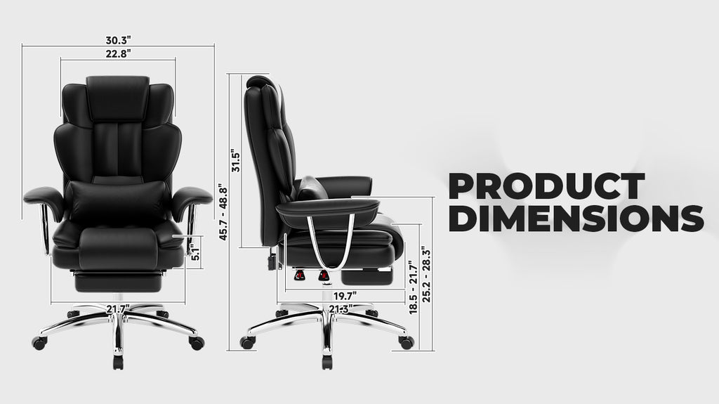 Office Chair, Big and Tall Executive Office Chair with Footrest, Leather Computer Chair, Ergonomic Reclining Chair High Back,
