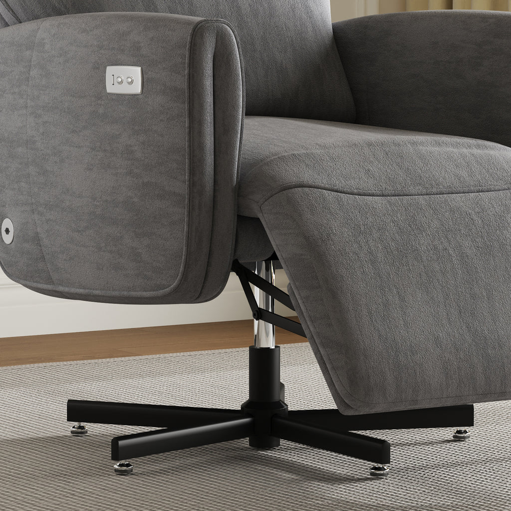 Power Swivel Recliner Chair, Electric Reclining with USB & Type-C Charging, 360° Swivel Velvet Upholstered Accent Chair, for 