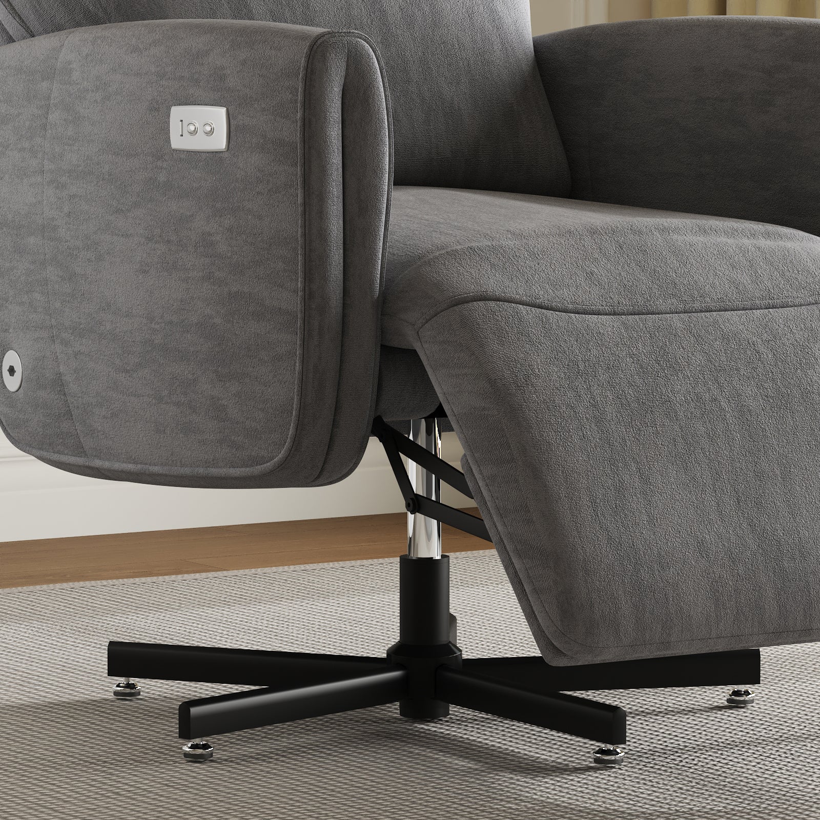 Power Swivel Recliner Chair, Electric Reclining with USB & Type-C Charging, 360° Swivel Velvet Upholstered Accent Chair, for 