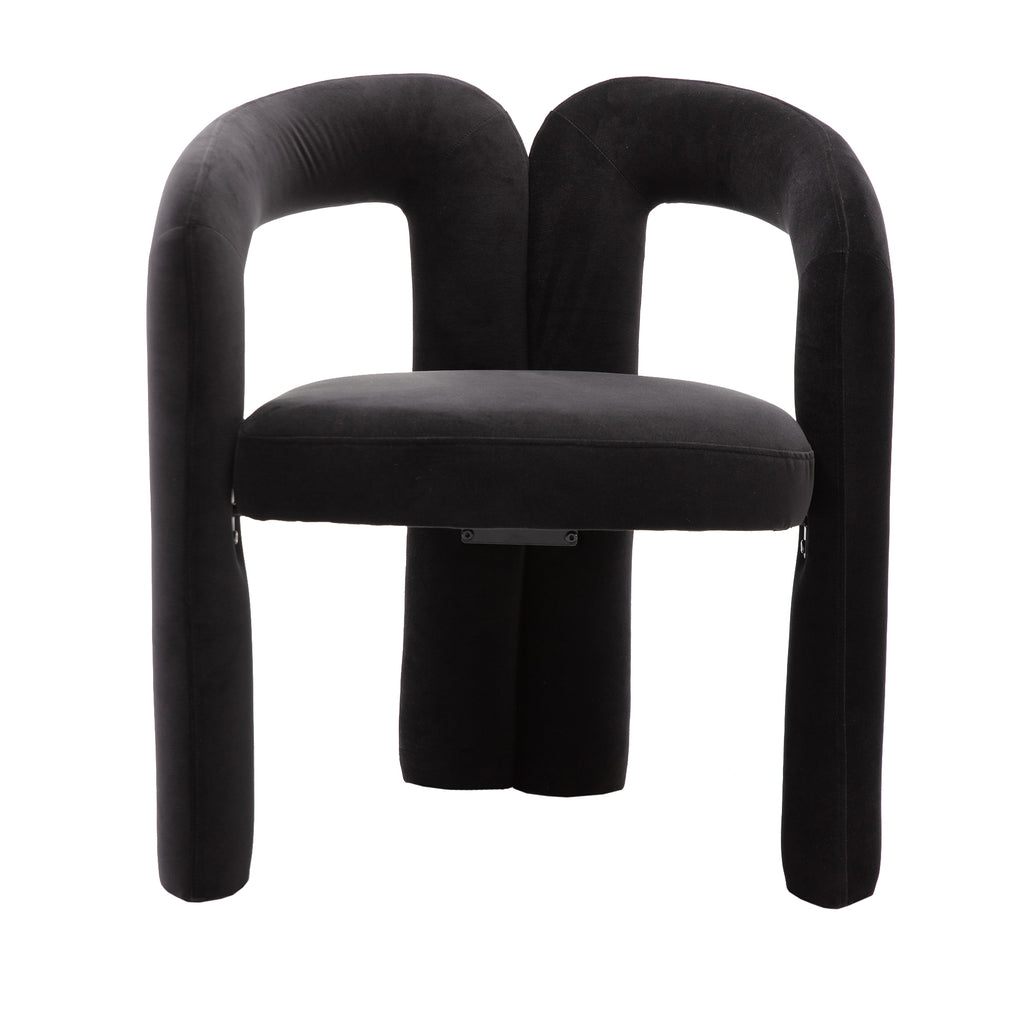 Contemporary Designed Velvet Fabric Upholstered Accent/Dining Chair /Barrel Side Chairs Kitchen Armchair for Living Room set of 2 (Black Velvet) - Grand Goldman Shop