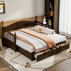 Wooden Twin Size Daybed with Twin Size Trundle, Extendable Daybed with Two Storage Drawers, Espresso(Expected Arrival Time:9.12) - Grand Goldman Shop