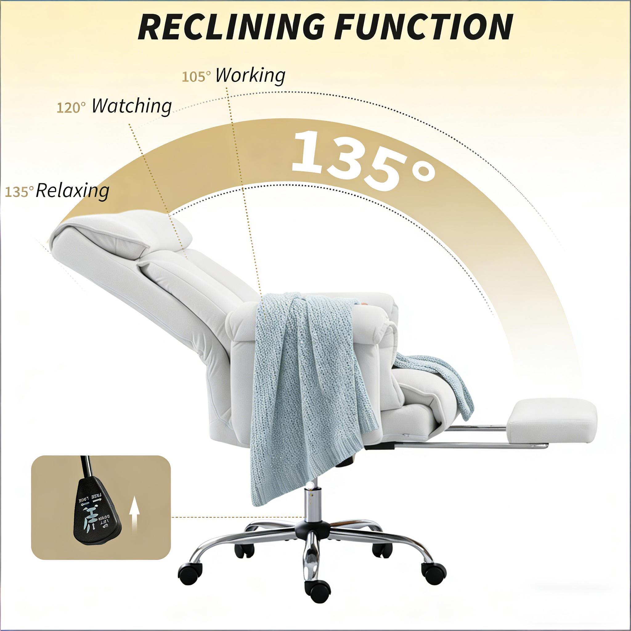 Reclining Desk Chair with Footrest,High Back Office Chair - Grand Goldman